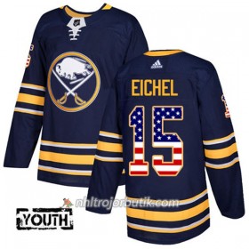 Barn Ishockey Buffalo Sabres Tröja Jack Eichel 15 Adidas 2017-2018 Marinblå USA Flag Fashion Authentic